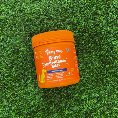 Zesty Paws Multivitamínico 8 en 1 para Perros — 90 masticables sabor pollo — Todas las edades