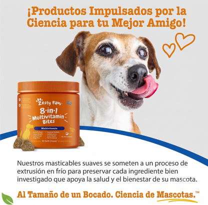 Zesty Paws Multivitamínico 8 en 1 para Perros — 90 masticables sabor pollo — Todas las edades